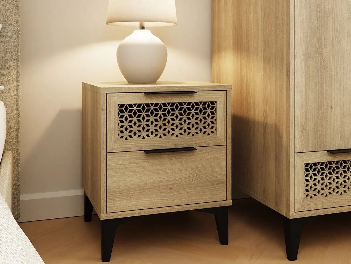 GFW GFW Ezra 2 Drawer Oak Wooden Bedside Table