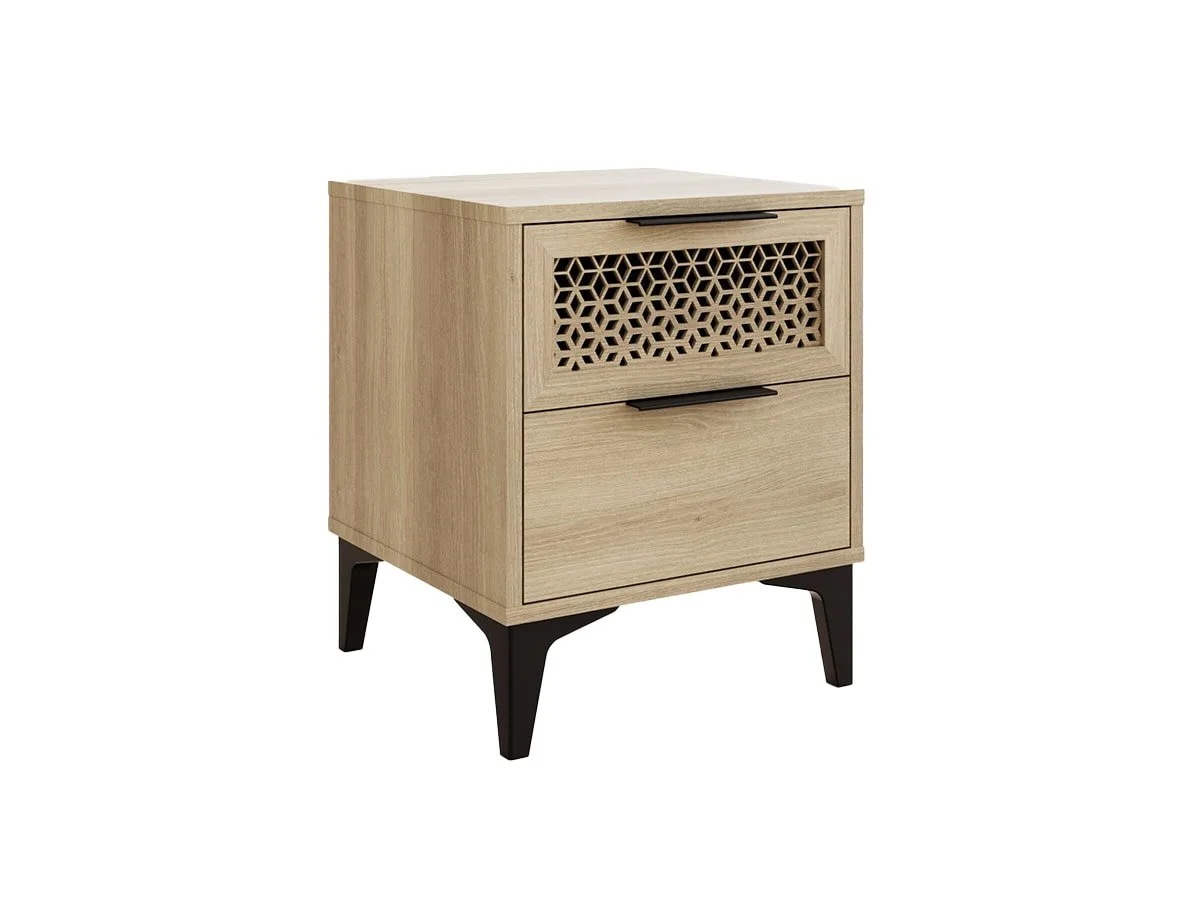 GFW GFW Ezra 2 Drawer Oak Wooden Bedside Table