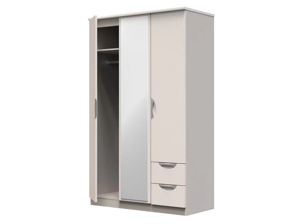 ASC ASC Corsica 3 Door 2 Small Drawer Mirrored Triple Wardrobe (Part Assembled)