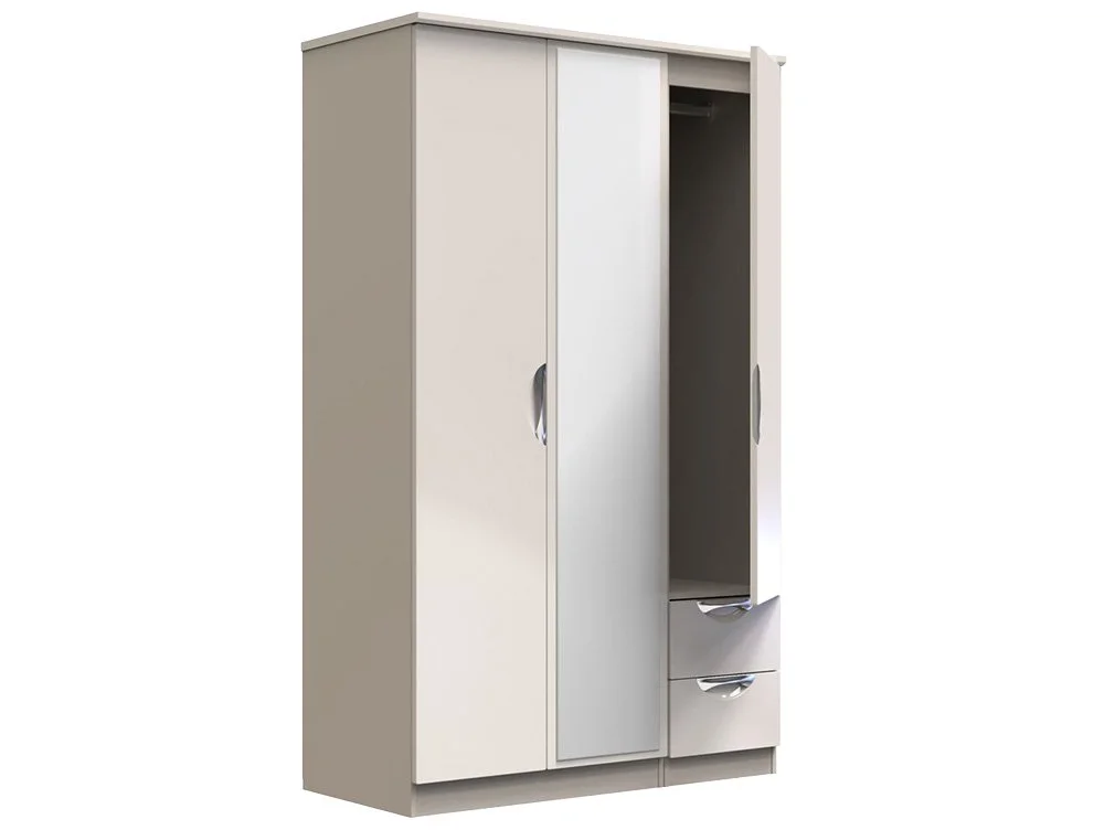 ASC ASC Corsica 3 Door 2 Small Drawer Mirrored Triple Wardrobe (Part Assembled)