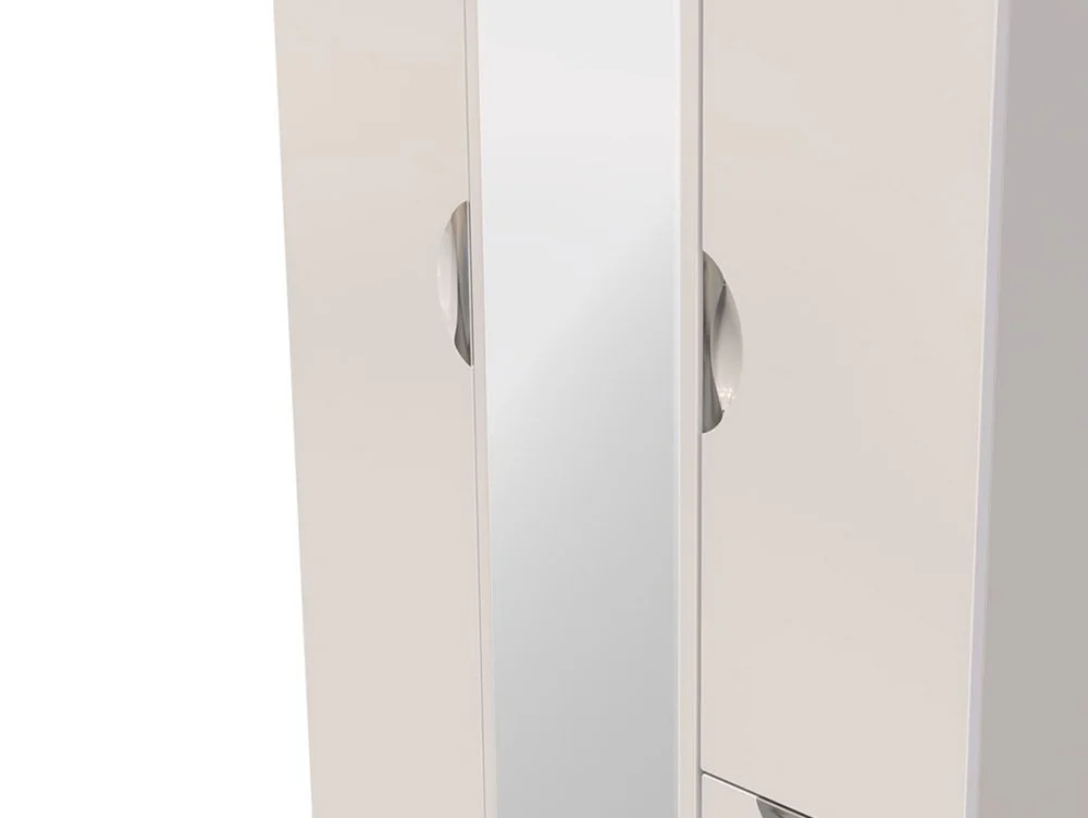 ASC ASC Corsica 3 Door 2 Small Drawer Mirrored Triple Wardrobe (Part Assembled)