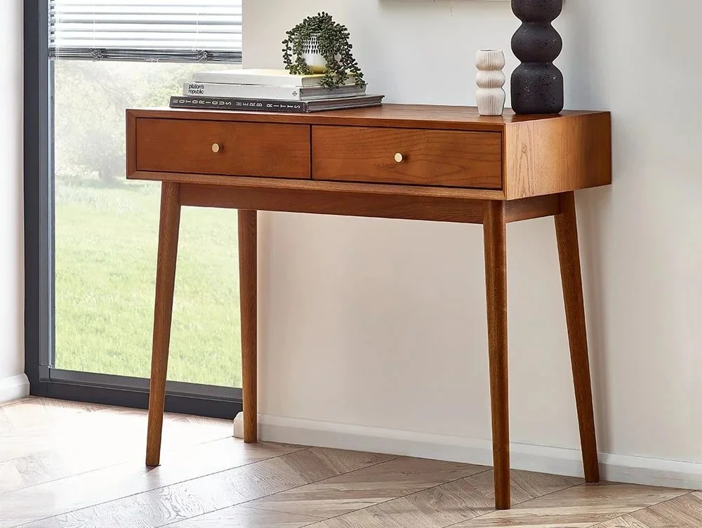 Julian Bowen Clearance - Julian Bowen Lowry Cherry Ash 2 Drawer Desk
