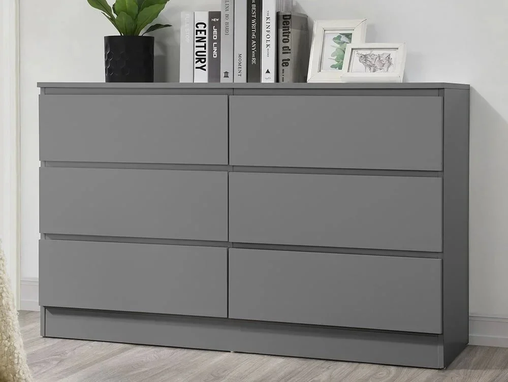 Birlea Furniture & Beds Clearance - Birlea Oslo Grey 6 Drawer Chest of Drawers