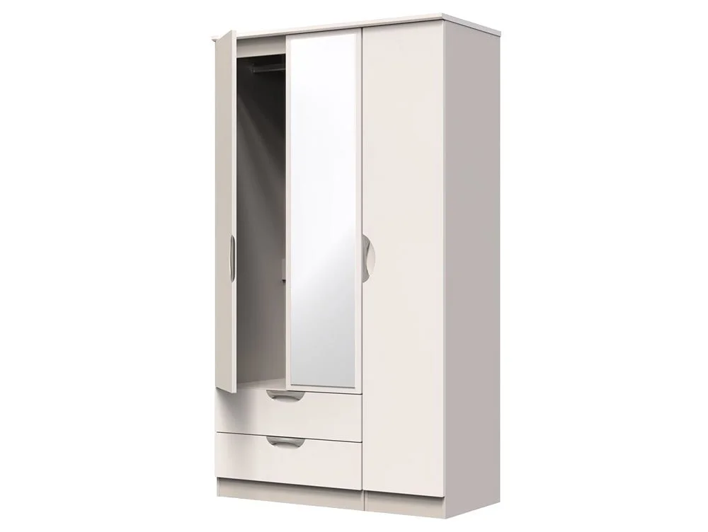 ASC ASC Corsica 3 Door 2 Drawer Tall Mirrored Triple Wardrobe (Part Assembled)