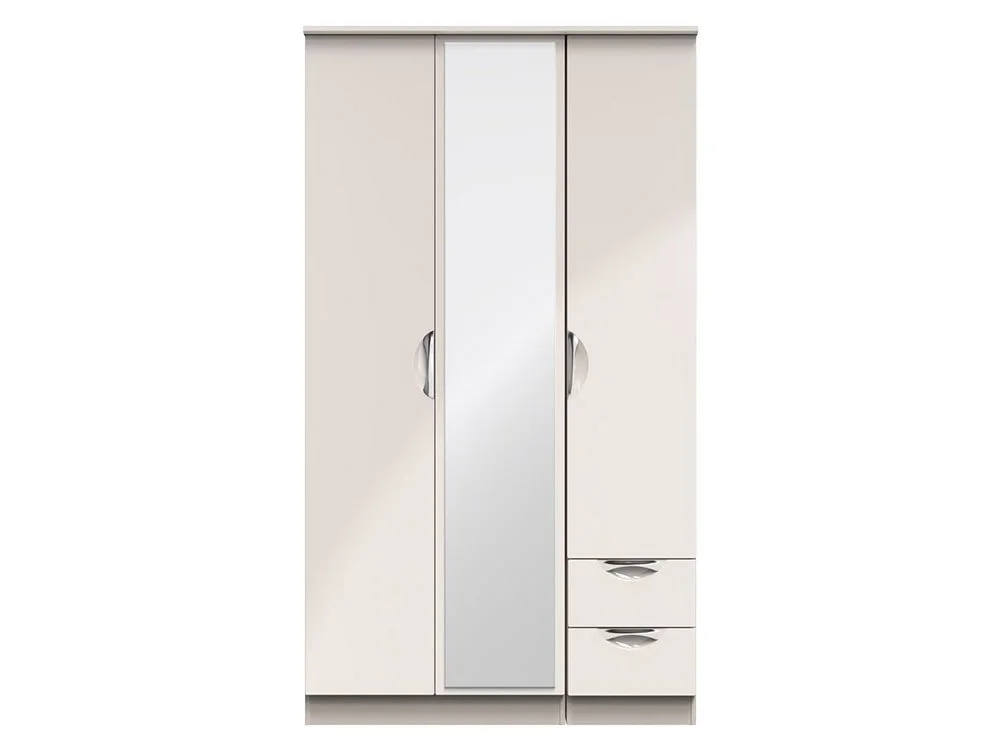 ASC ASC Corsica 3 Door 2 Small Drawer Tall Mirrored Triple Wardrobe (Part Assembled)