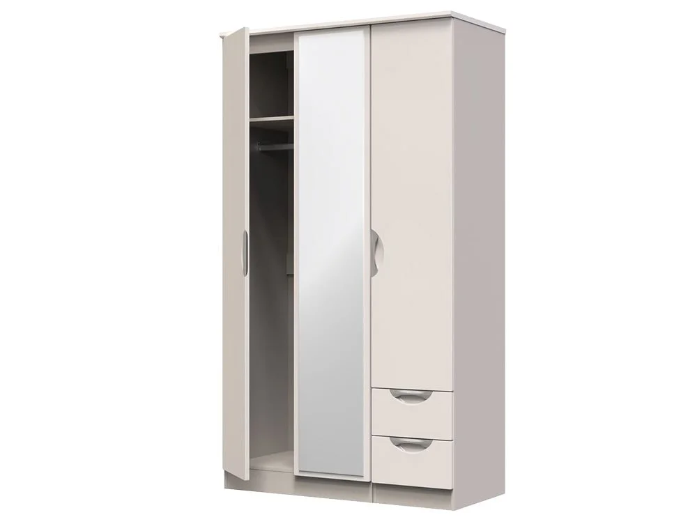 ASC ASC Corsica 3 Door 2 Small Drawer Tall Mirrored Triple Wardrobe (Part Assembled)