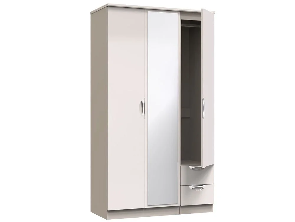 ASC ASC Corsica 3 Door 2 Small Drawer Tall Mirrored Triple Wardrobe (Part Assembled)