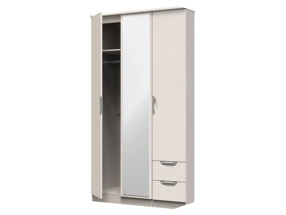 ASC ASC Corsica 3 Door 2 Small Drawer Tall Mirrored Triple Wardrobe (Part Assembled)