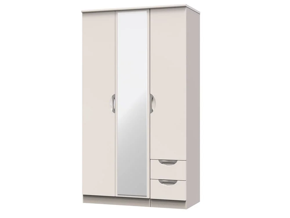 ASC ASC Corsica 3 Door 2 Small Drawer Tall Mirrored Triple Wardrobe (Part Assembled)