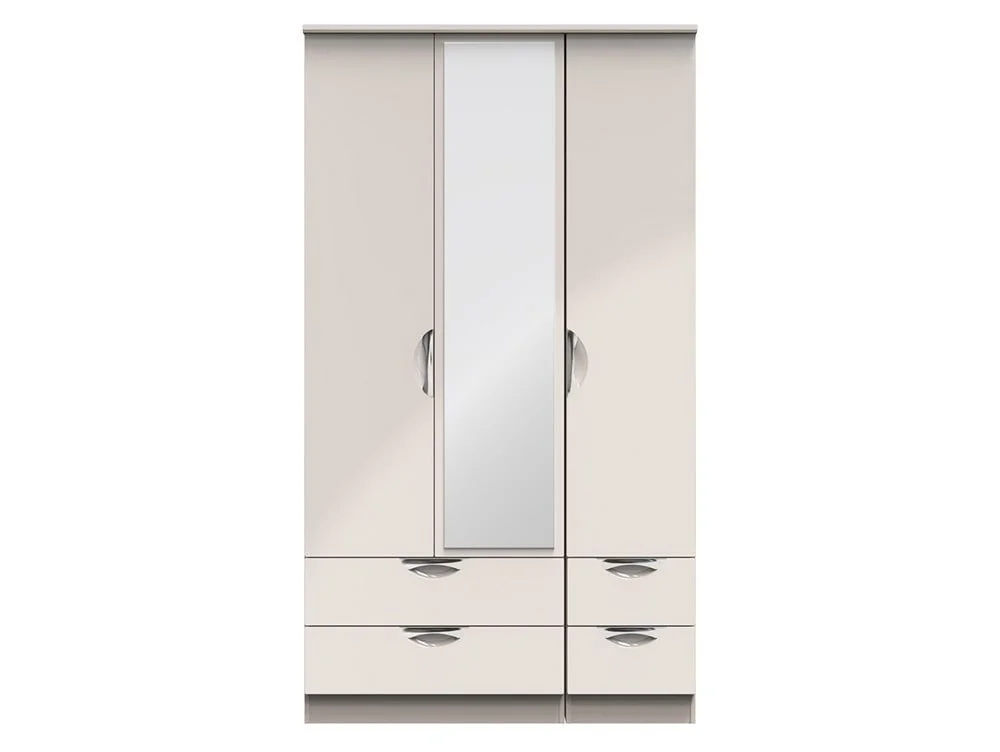ASC ASC Corsica 3 Door 4 drawer Tall Mirrored Triple Wardrobe (Part Assembled)