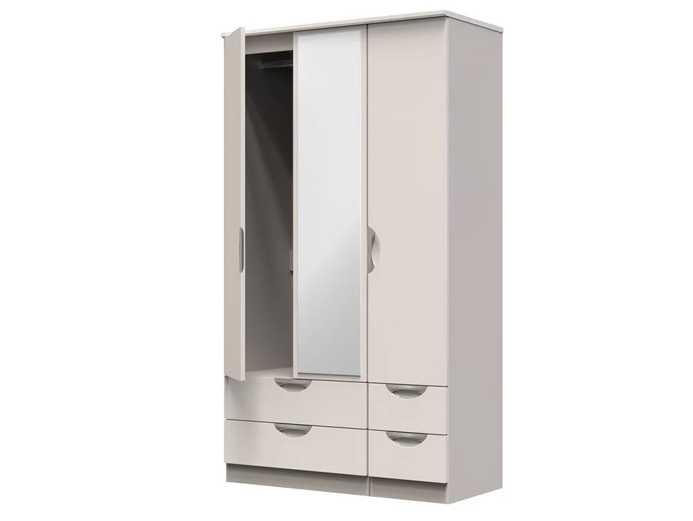 ASC ASC Corsica 3 Door 4 drawer Tall Mirrored Triple Wardrobe (Part Assembled)