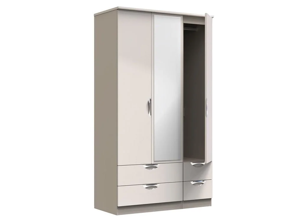 ASC ASC Corsica 3 Door 4 drawer Tall Mirrored Triple Wardrobe (Part Assembled)
