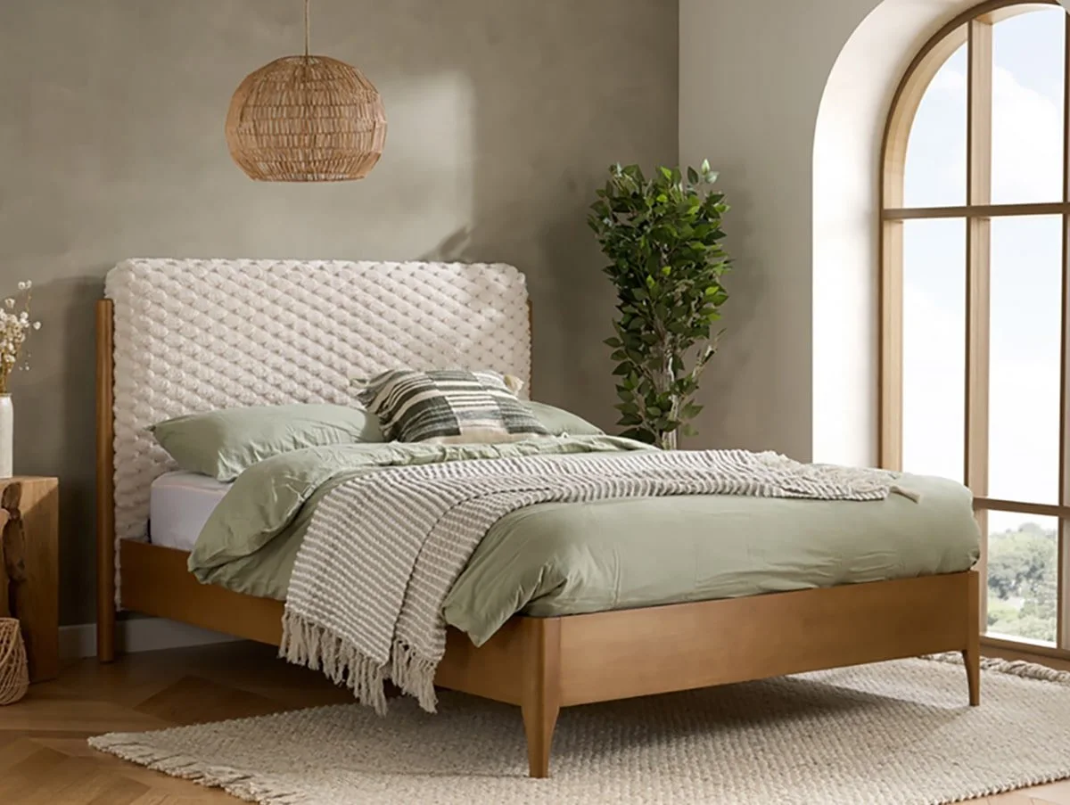 Birlea Birlea Hatti White and Oak Fabric Bed Frame