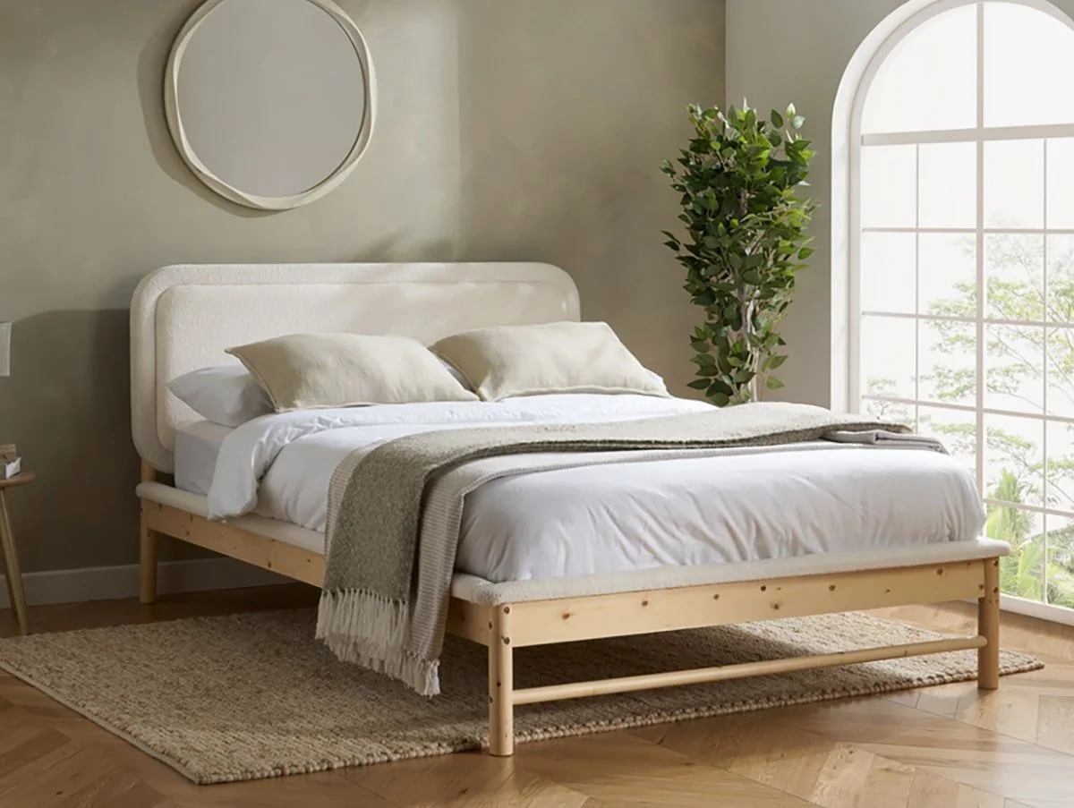 Birlea Birlea Emmi White and Oak Boucle Bed Frame