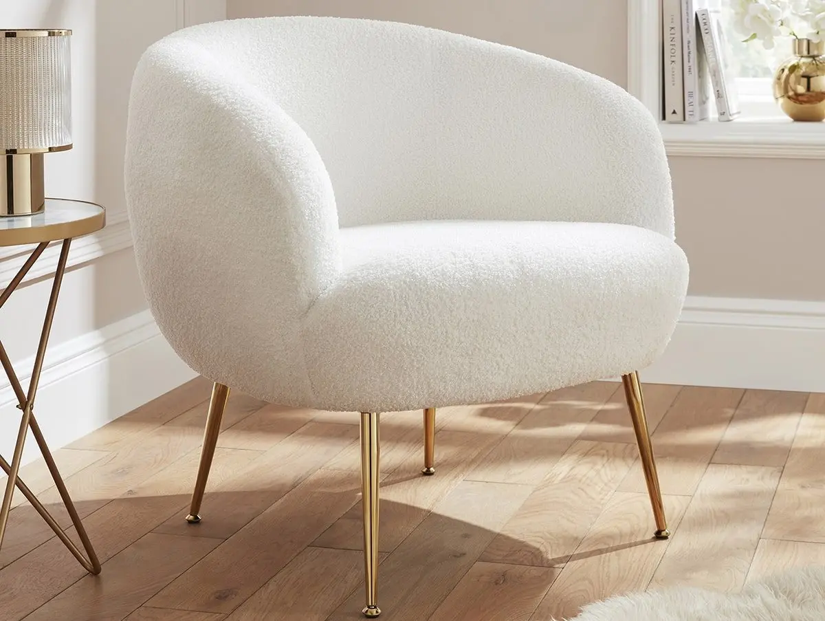 GFW GFW Ada Cream Boucle Fabric Accent Chair