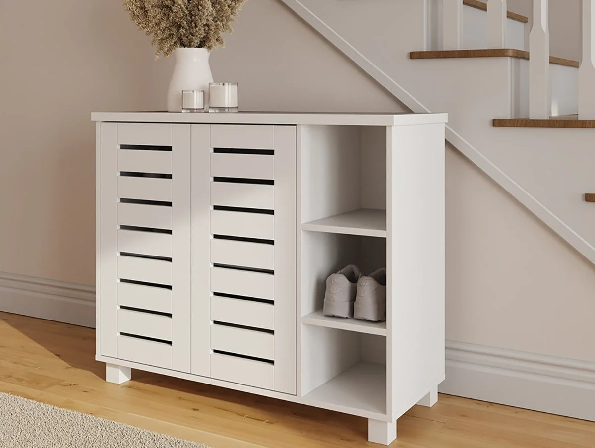 GFW GFW Bodie White 2 Door 3 Shelf Shoe Cabinet
