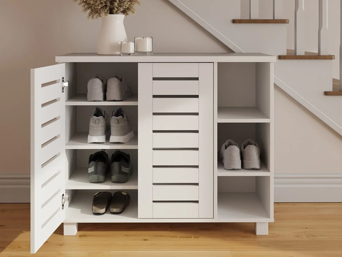 GFW GFW Bodie White 2 Door 3 Shelf Shoe Cabinet