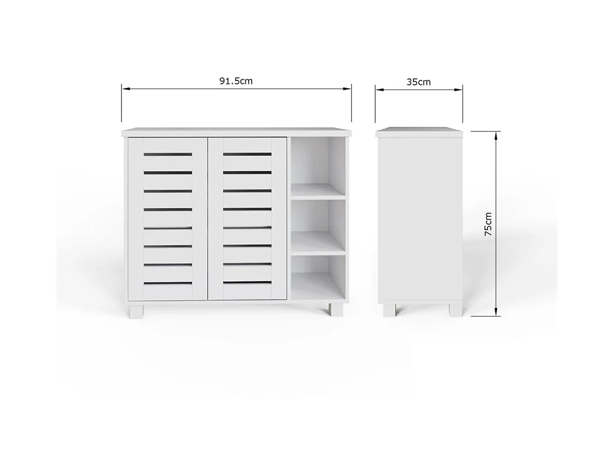 GFW GFW Bodie White 2 Door 3 Shelf Shoe Cabinet