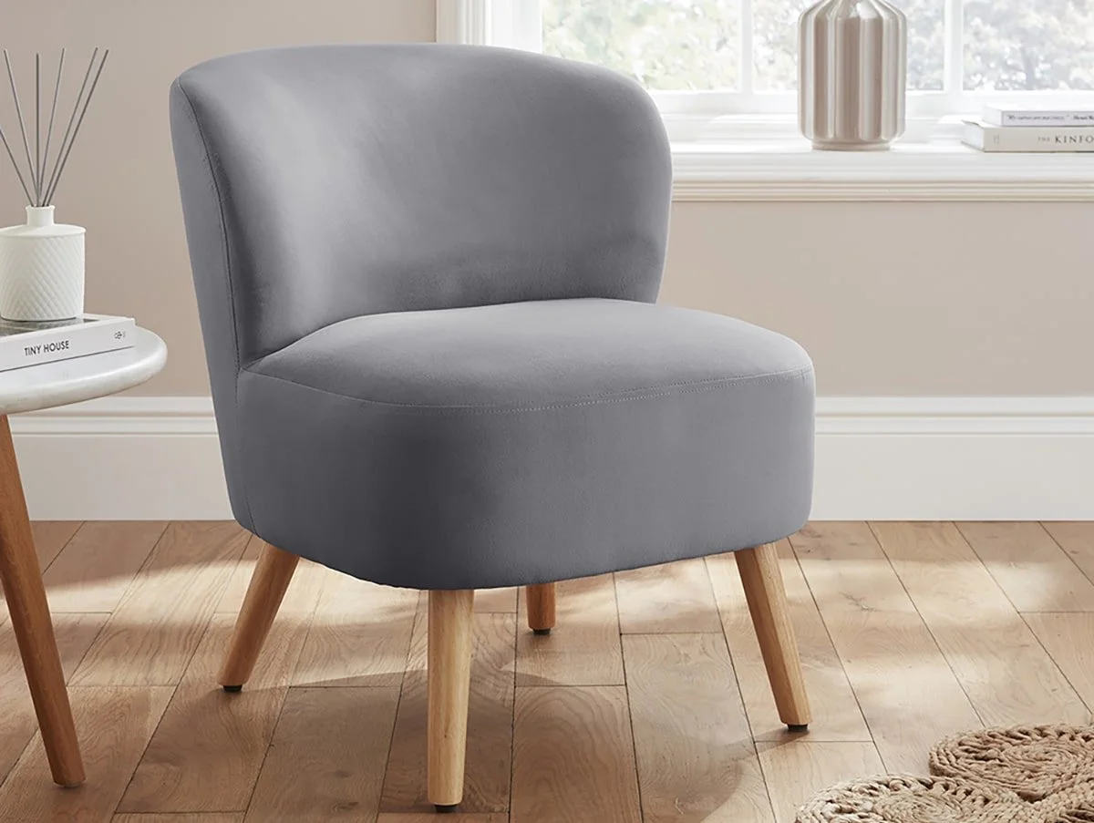 GFW GFW Evie Grey Velvet Fabric Accent Chair