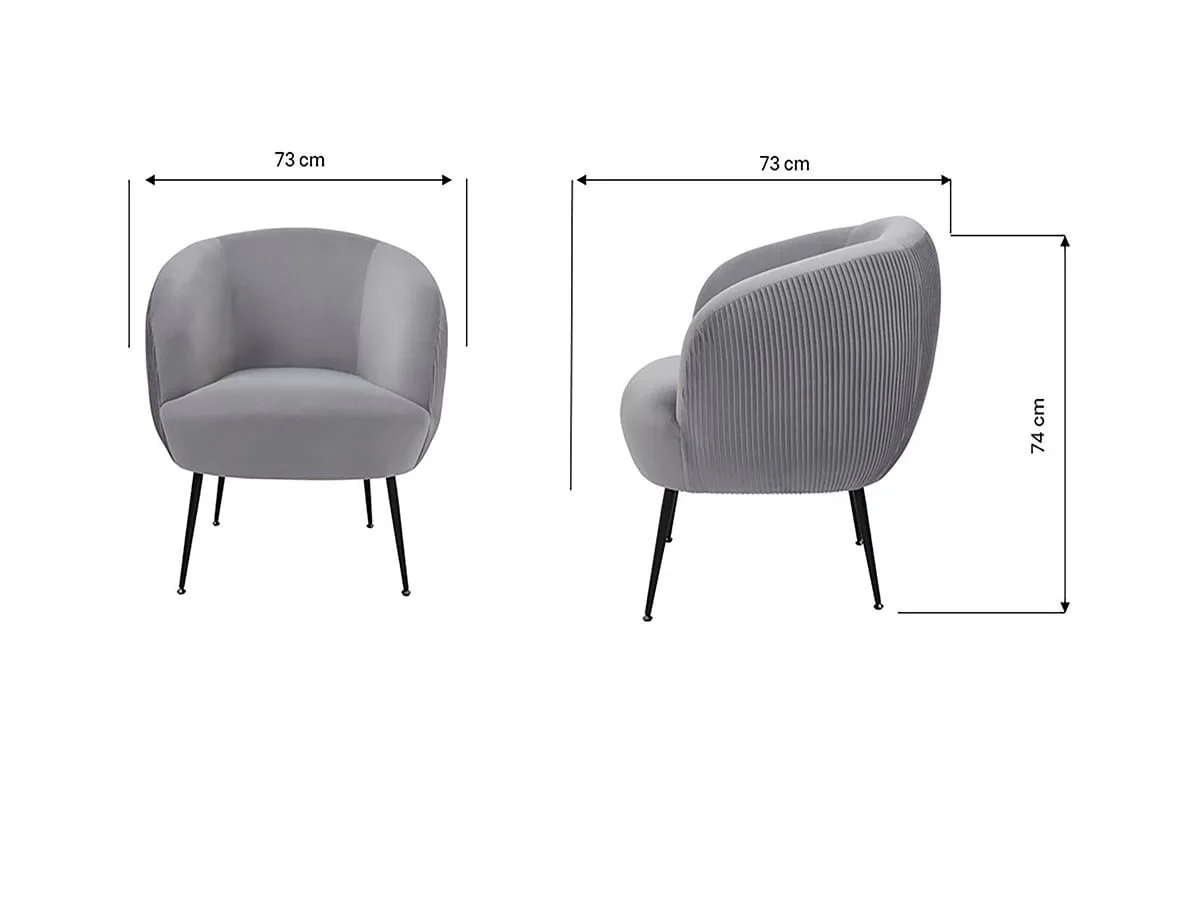 GFW GFW Kamilah Grey Pleated Velvet Fabric Accent Chair