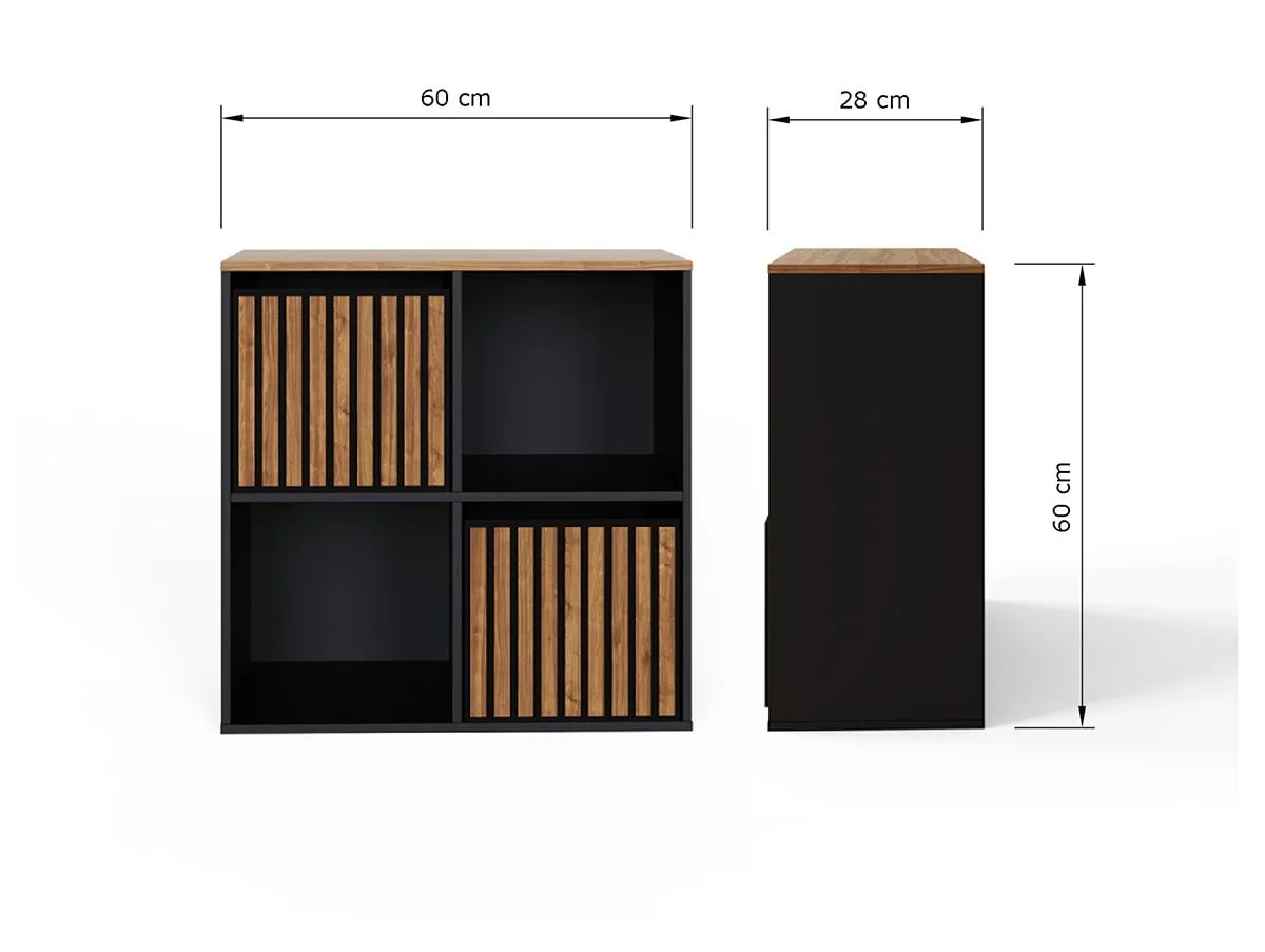 GFW GFW Kube 2x2 Black and Walnut Shelf Storage Cube