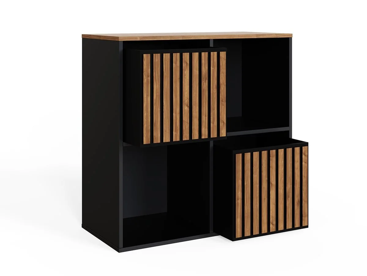 GFW GFW Kube 2x2 Black and Walnut Shelf Storage Cube
