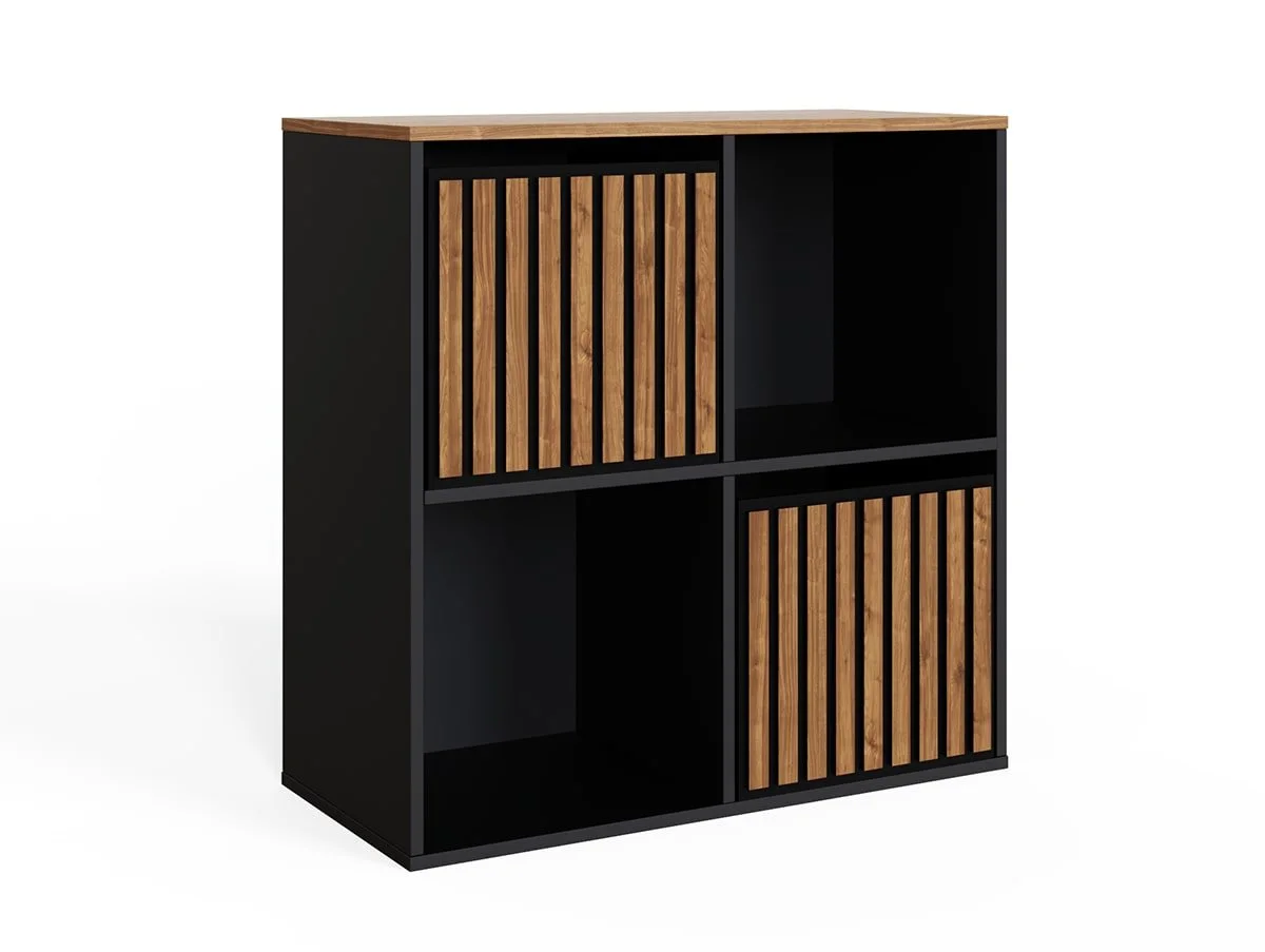 GFW GFW Kube 2x2 Black and Walnut Shelf Storage Cube