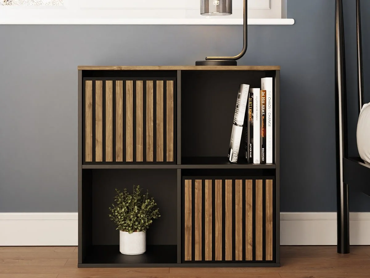 GFW GFW Kube 2x2 Black and Walnut Shelf Storage Cube