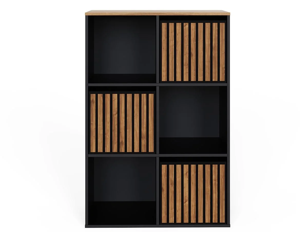 GFW GFW Kube 2x3 Black and Walnut Shelf Storage Cube