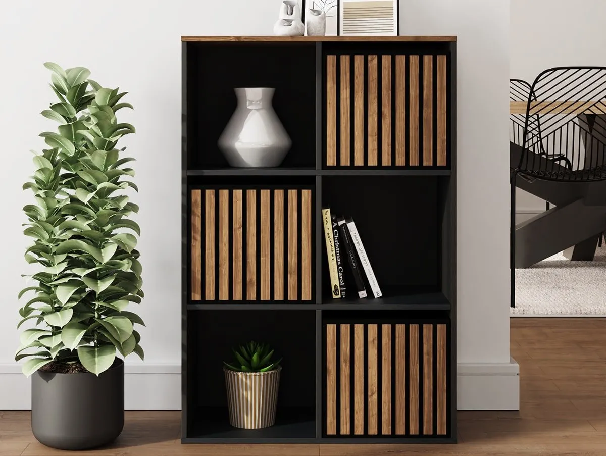 GFW GFW Kube 2x3 Black and Walnut Shelf Storage Cube
