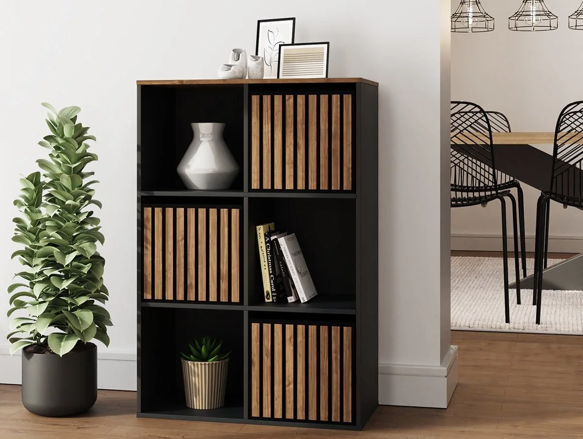 GFW GFW Kube 2x3 Black and Walnut Shelf Storage Cube