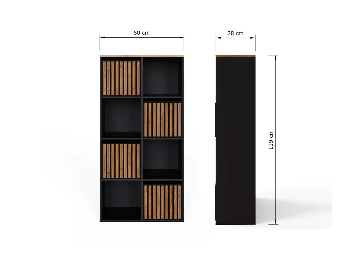 GFW GFW Kube 2x4 Black and Walnut Shelf Storage Cube
