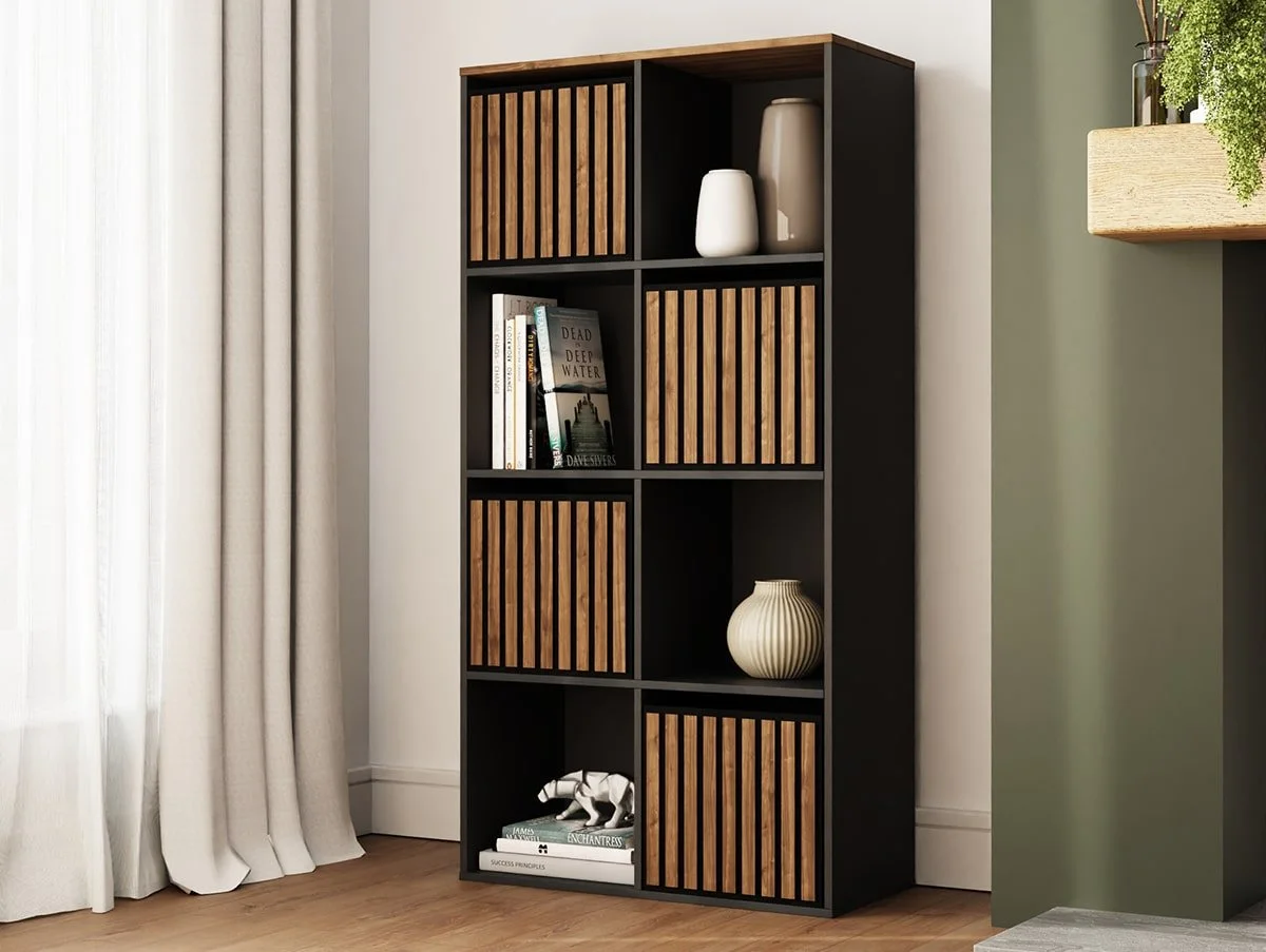 GFW GFW Kube 2x4 Black and Walnut Shelf Storage Cube