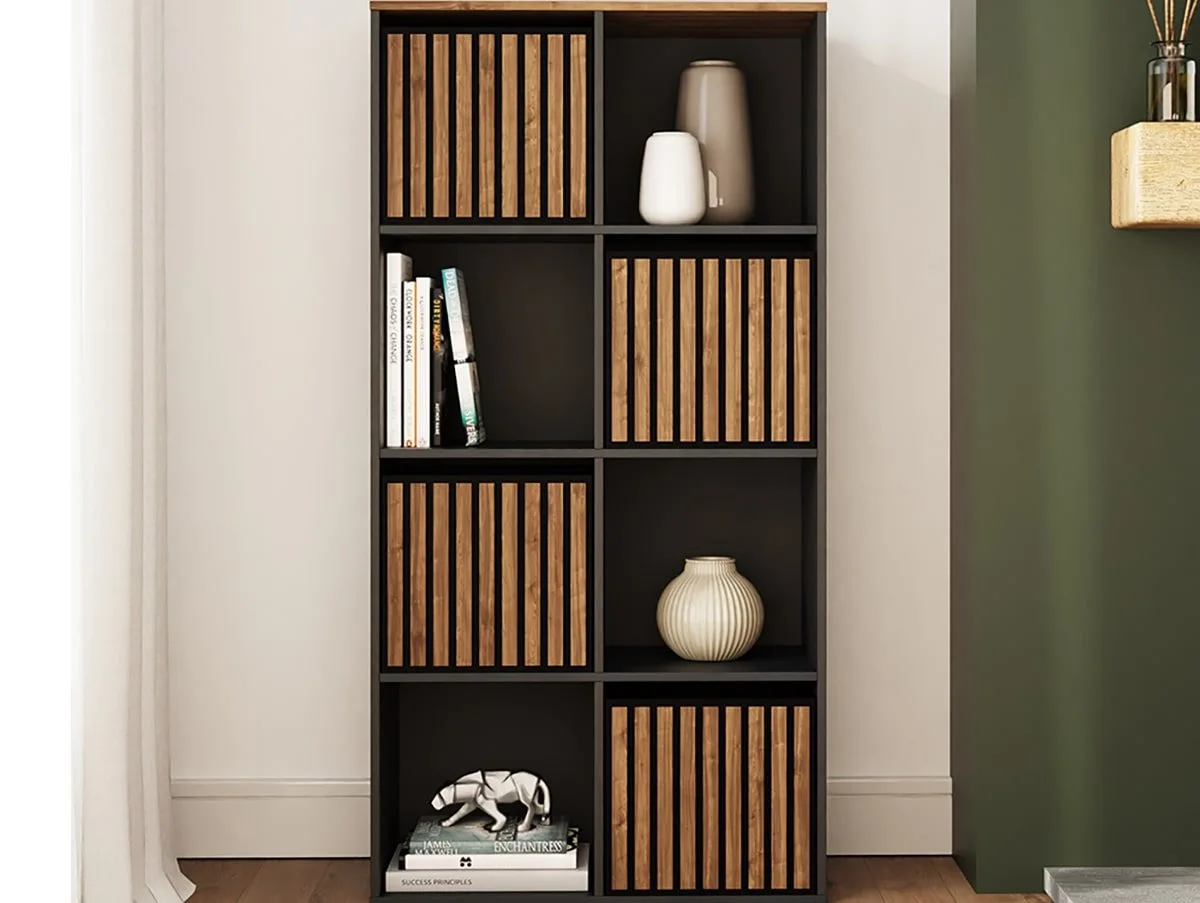 GFW GFW Kube 2x4 Black and Walnut Shelf Storage Cube