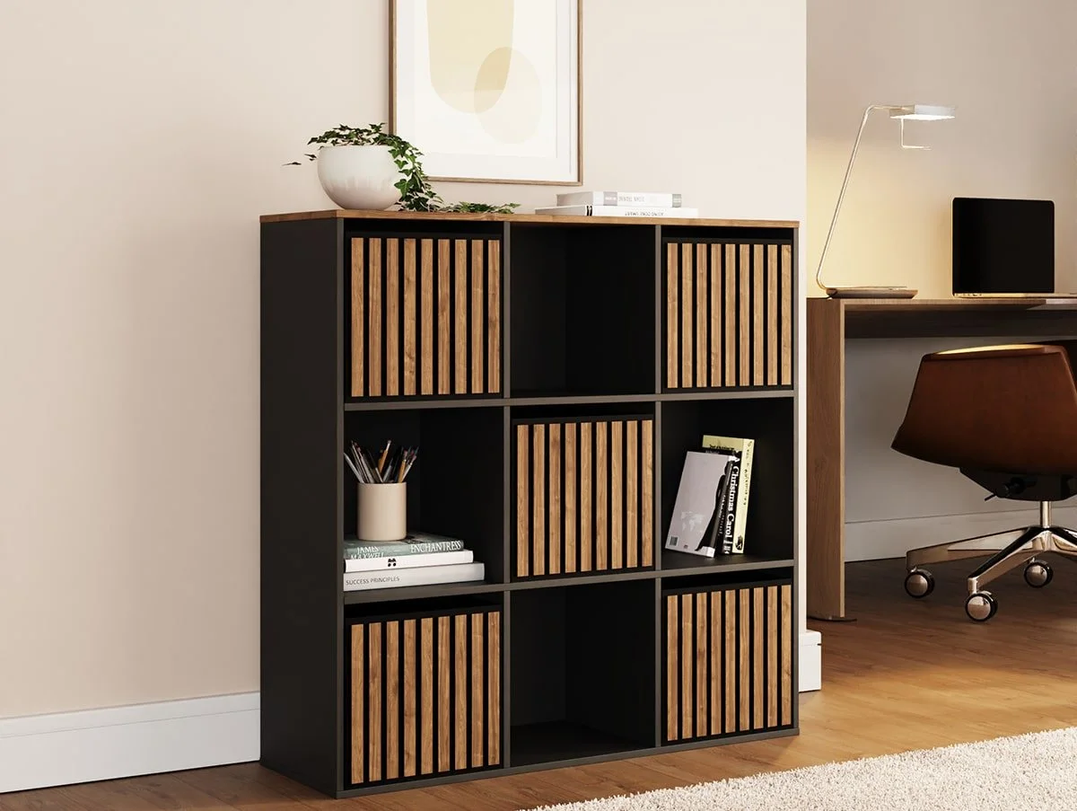 GFW GFW Kube 3x3 Black and Walnut Shelf Storage Cube