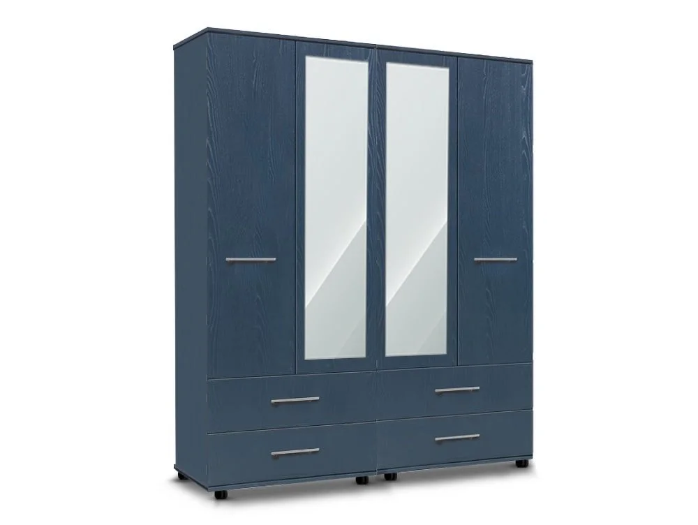 ASC ASC Venice 4 Door 4 Drawer Mirrored Wardrobe (Assembled)
