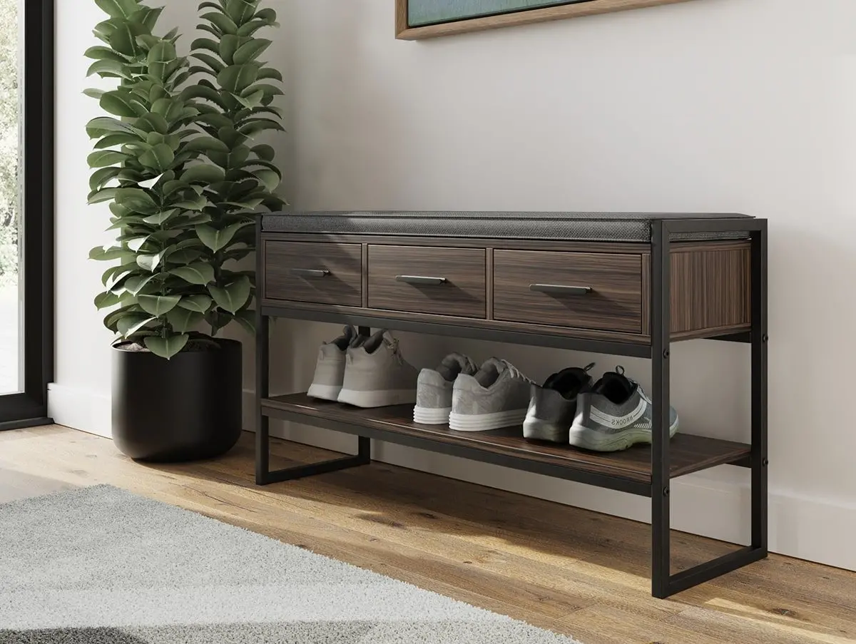 GFW GFW Quinn Walnut Shoe Bench with Storage