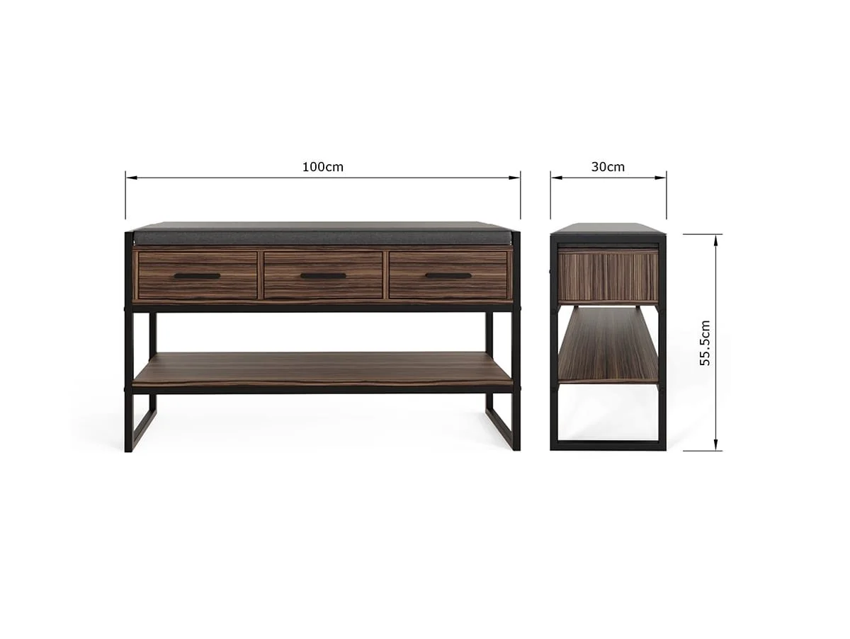 GFW GFW Quinn Walnut Shoe Bench with Storage