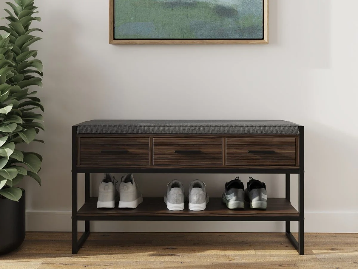 GFW GFW Quinn Walnut Shoe Bench with Storage