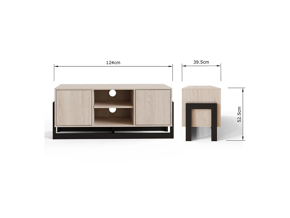 GFW GFW Taite Black & Oak 2 Door TV Unit