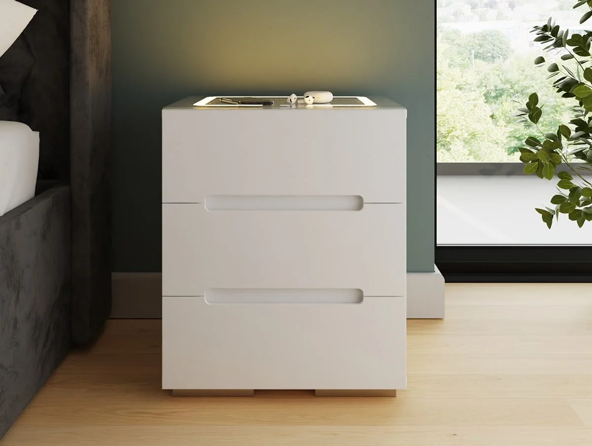 GFW GFW Riley White 3 Drawer Bedside