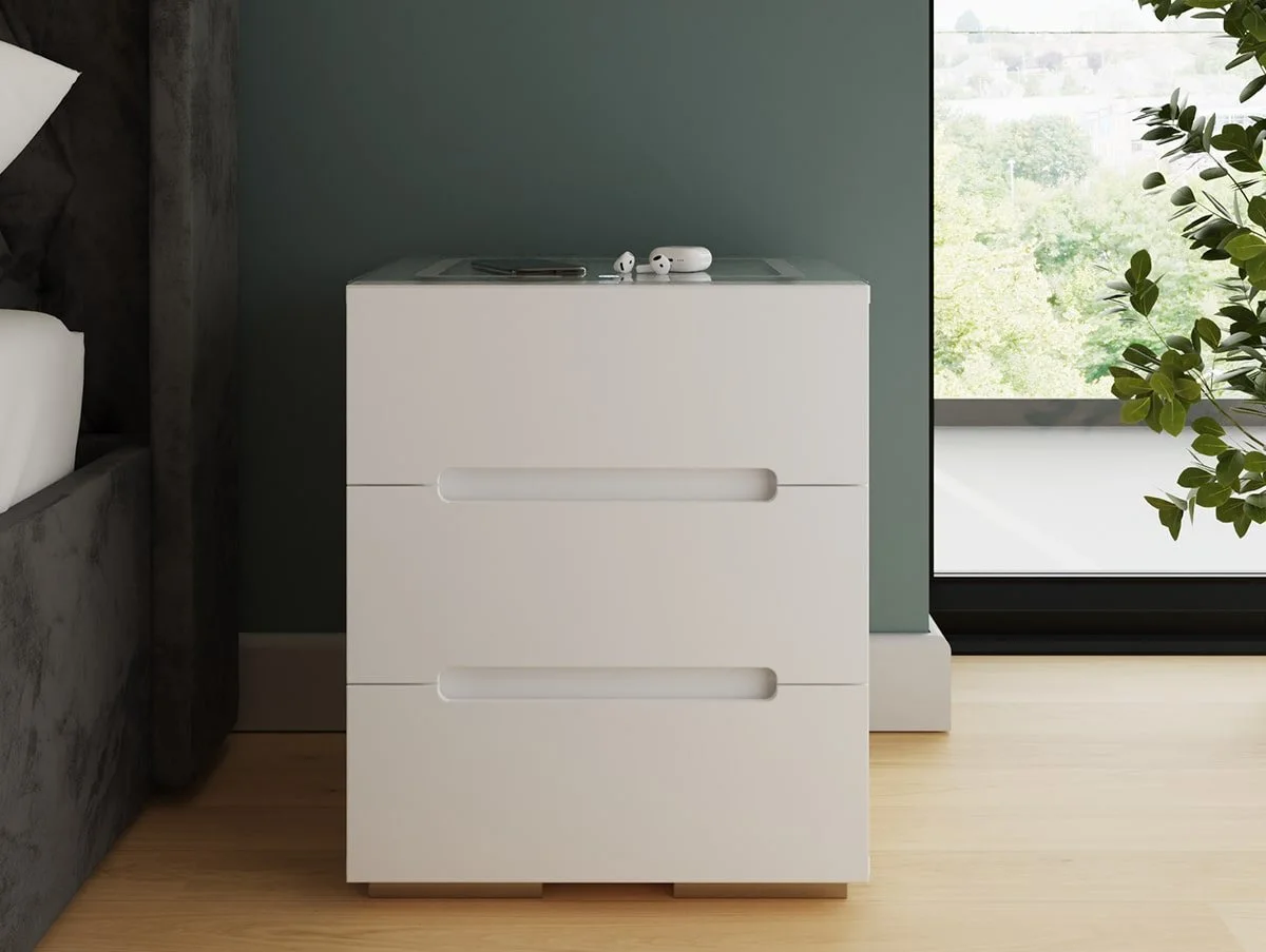 GFW GFW Riley White 3 Drawer Bedside