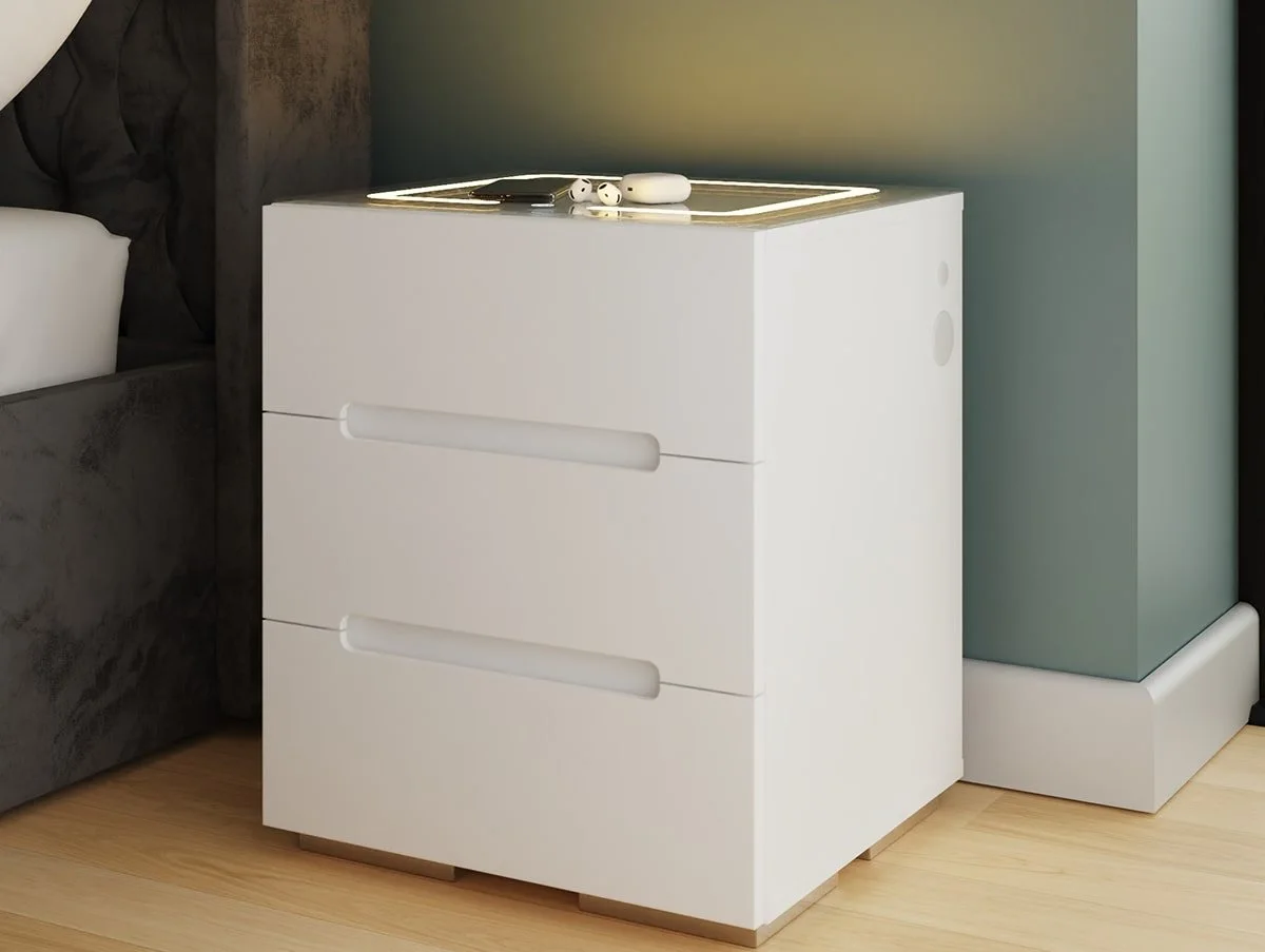 GFW GFW Riley White 3 Drawer Bedside
