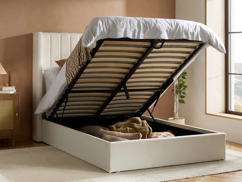 ASC ASC Melody White Boucle Ottoman Bed Frame