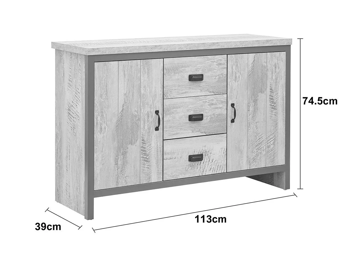 GFW GFW Boston Oak Wooden 2 Door 3 Drawer Sideboard