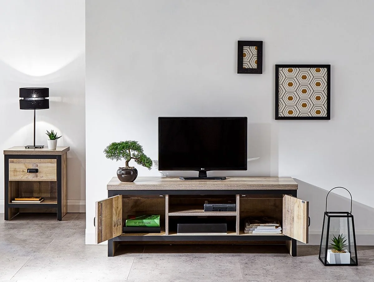 GFW GFW Boston Oak Wooden 2 Door TV Unit