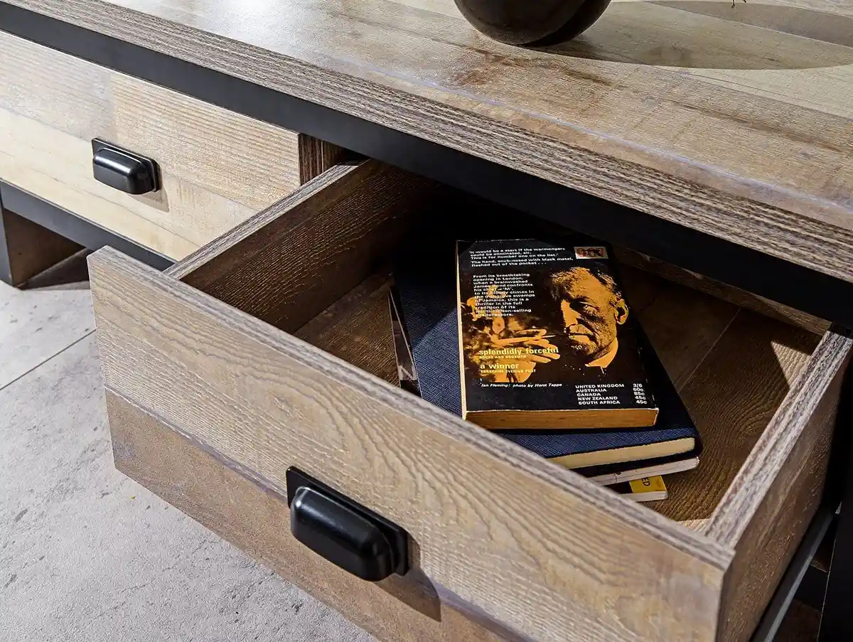 GFW GFW Boston Oak Wooden 2 Drawer Coffee Table