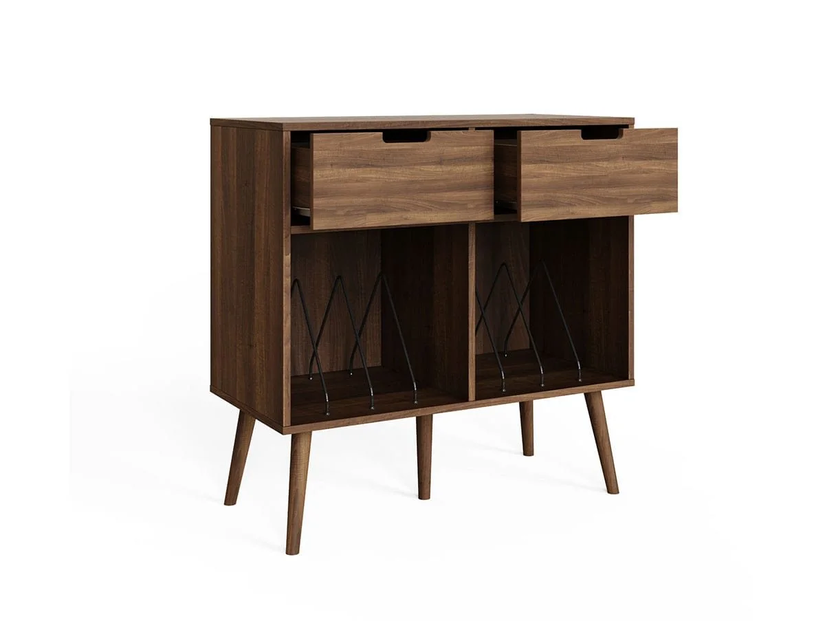 GFW GFW Jaxon Walnut 2 Drawer Turntable Stand