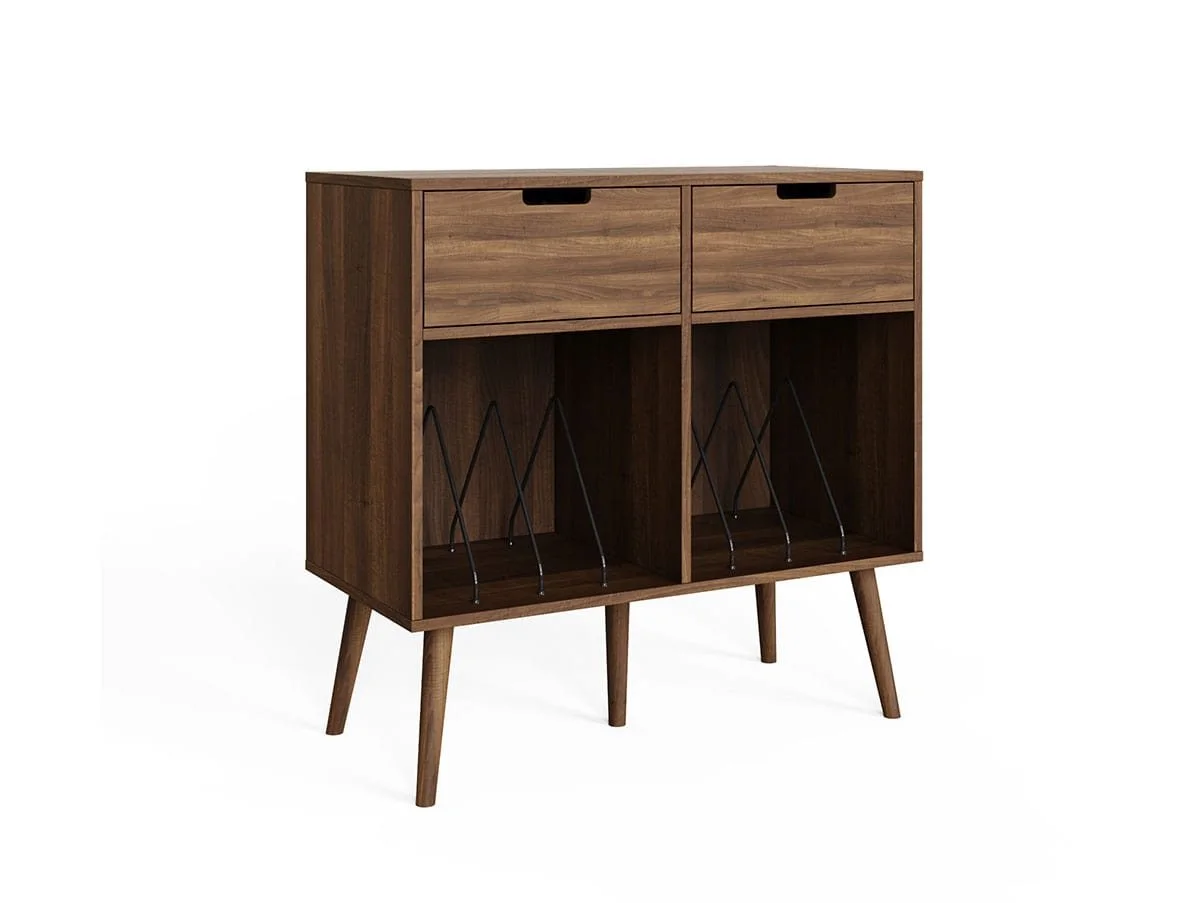 GFW GFW Jaxon Walnut 2 Drawer Turntable Stand