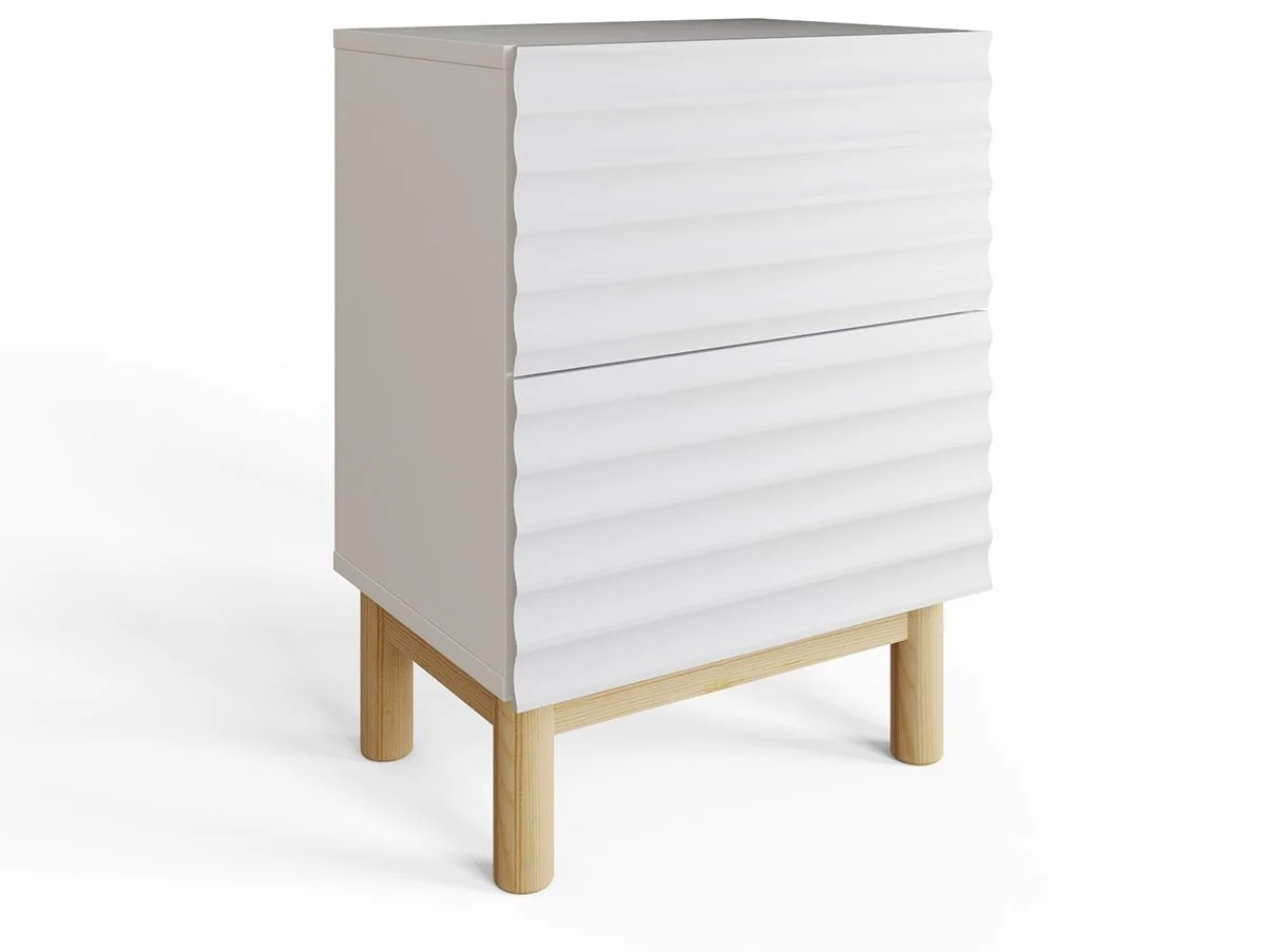 GFW GFW Karla White Ribbed Pair of 2 Drawer Bedside Tables